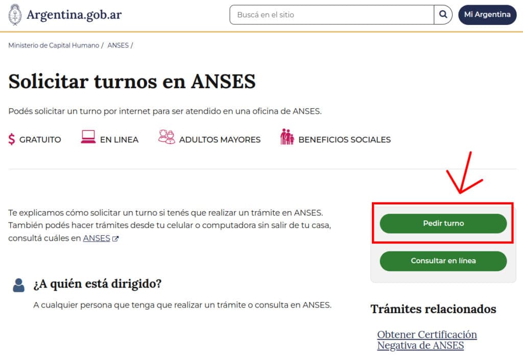 Pasos para pedir turno en ANSES